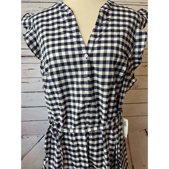 NWT Old Navy A-Line Dress Gingham Plaid size Large Ruffle Belted Summer Western - Picture 10 of 11